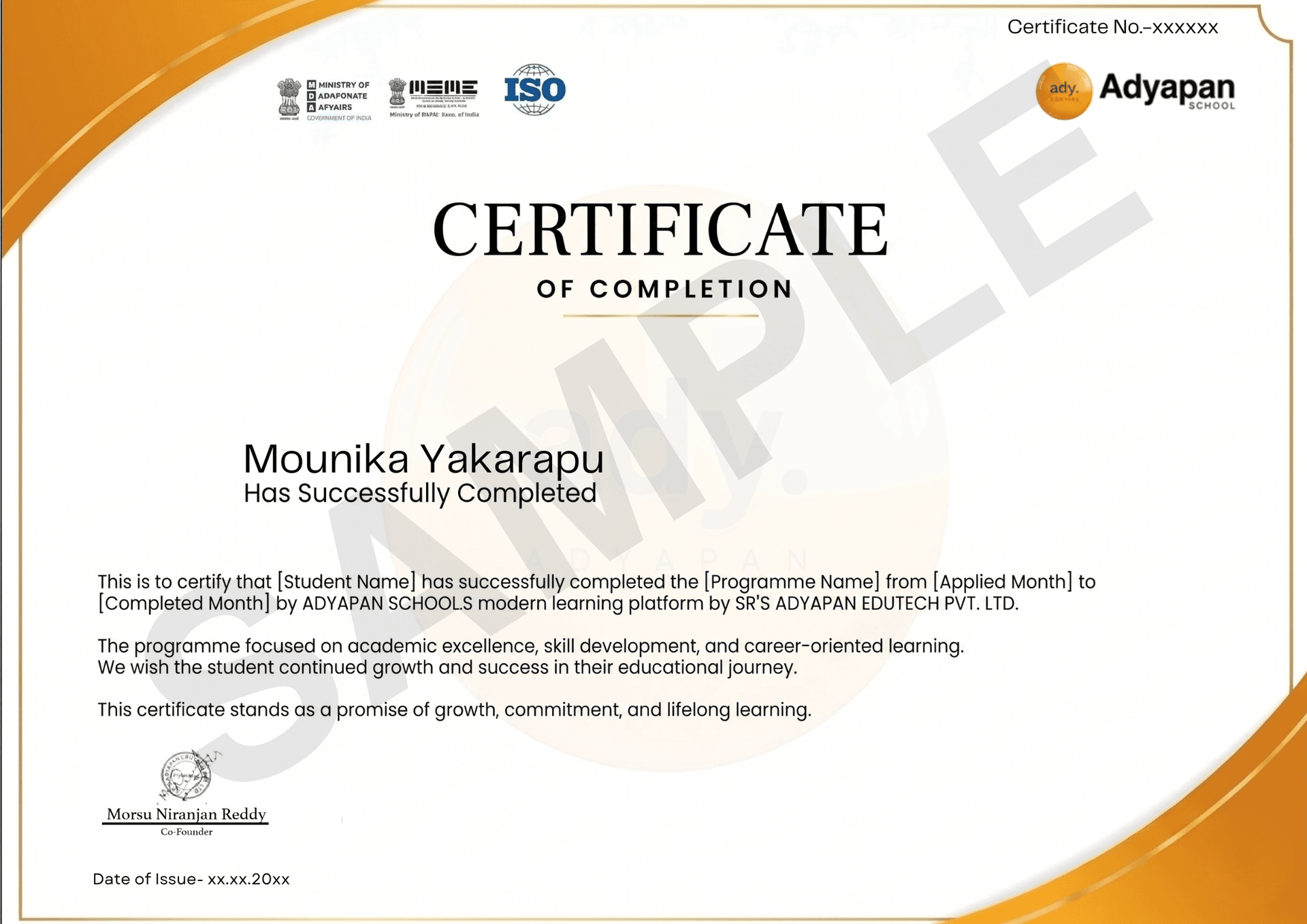 Certificate of Completion